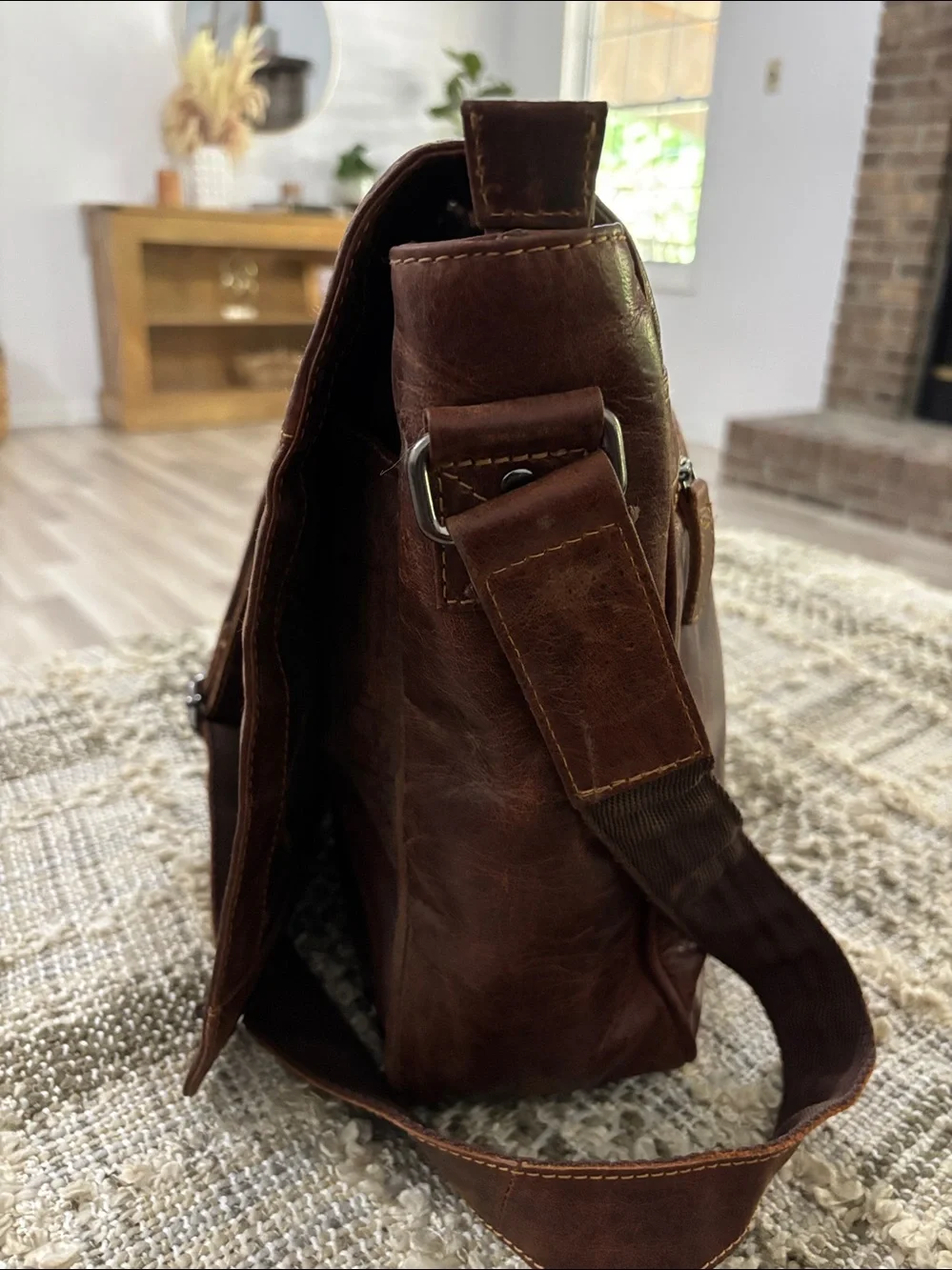 Green Wood Australia Brown Leather Messenger Classic Men’s Crossbody Bag
